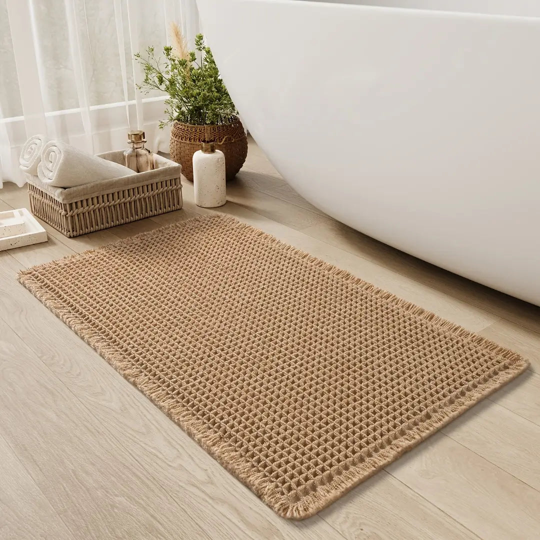 Tapete para banheiro marrom com base antiderrapante e alta absorção marca zafer Decor